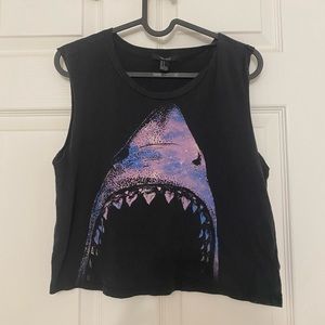 Shark Galaxy Print Cropped Tank Top - Forever 21 🦈🌌